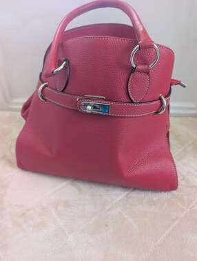 Beware Leather Factory Top Handle Bag Red Silver Women Classic Luxury Bag